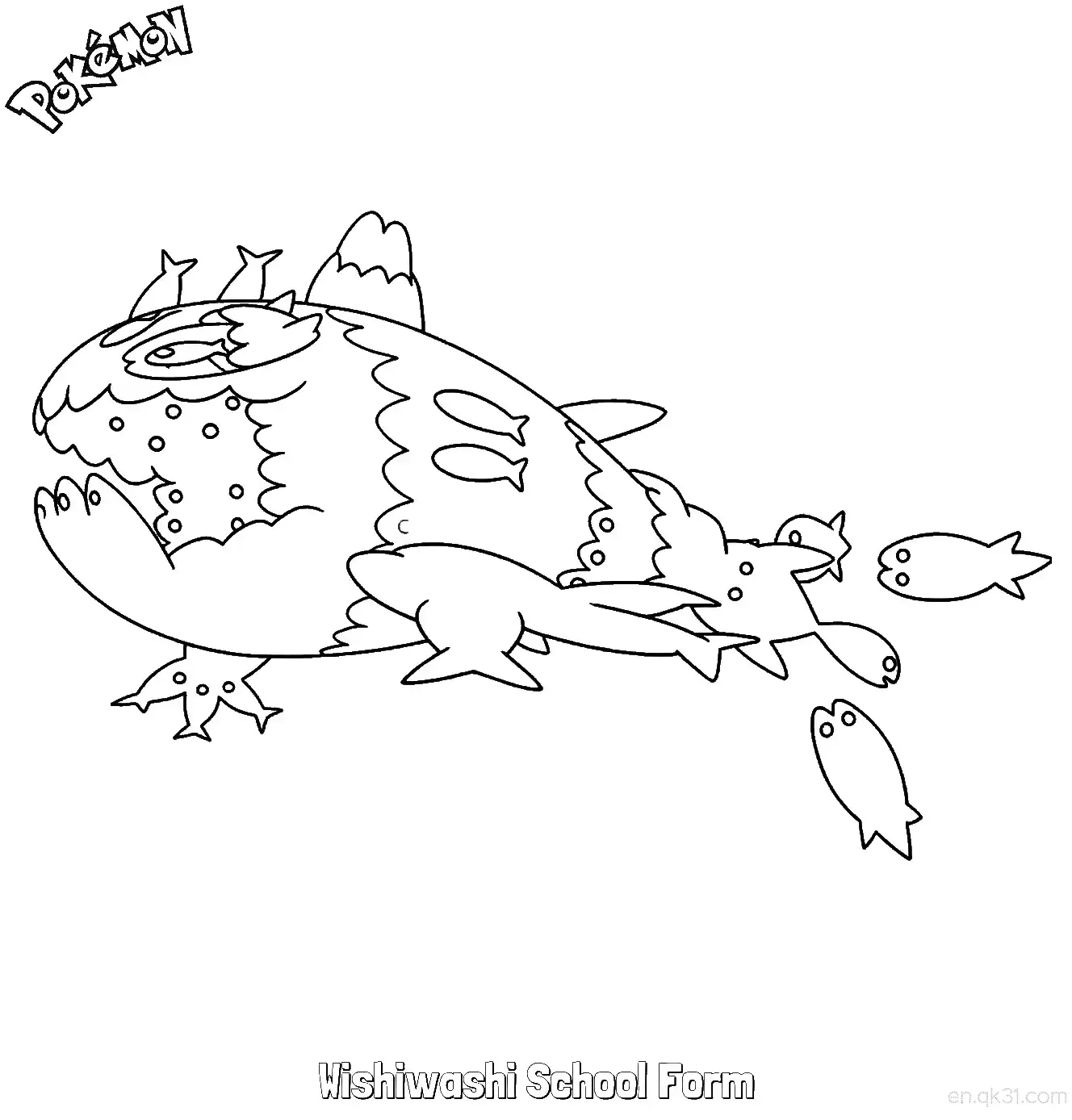 弱丁鱼 鱼群的样子简笔画 - 免费可打印宝可梦简笔画简笔画涂色画 – 为儿童和成人提供的免费可打印简笔画涂色画